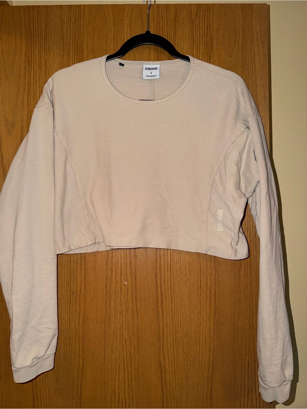 Gymshark Beige Cropped Long Sleeve Sweatshirt Top Size S